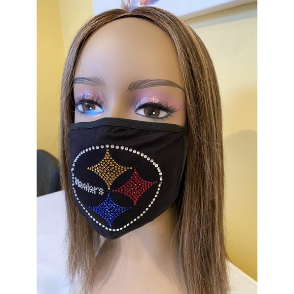 Pittsburgh Steelers Bling Rhinestone Face Mask Front Logo - Picture 5 of 10